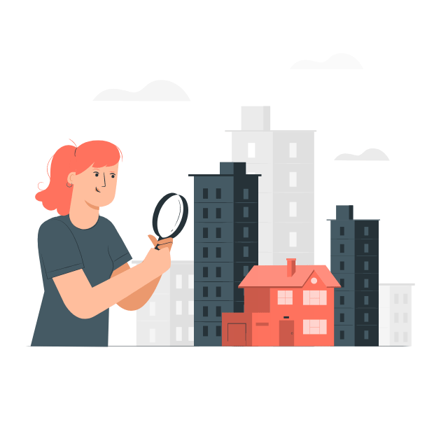 Hledání nemovitosti animace