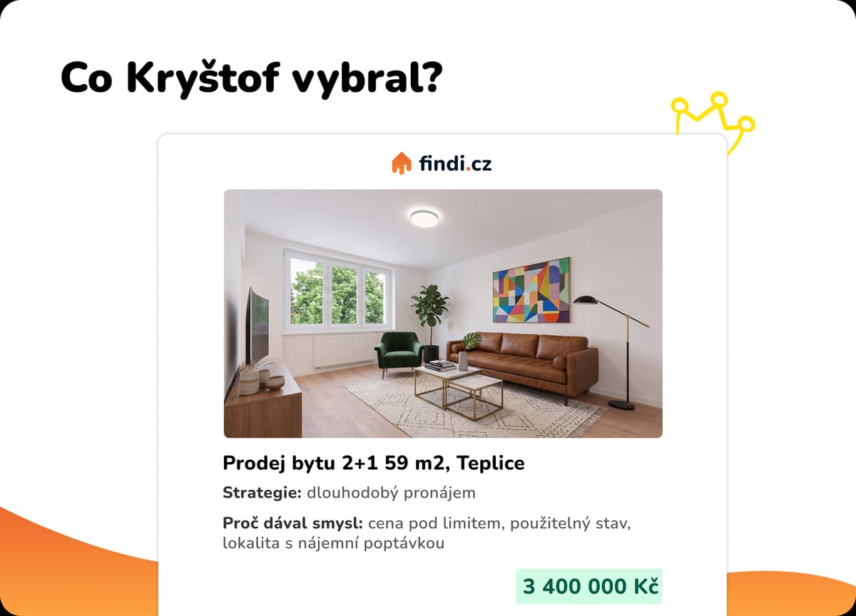 Kryštofův výběr — byt 2+1, 59 m², Teplice, 3 400 000 Kč
